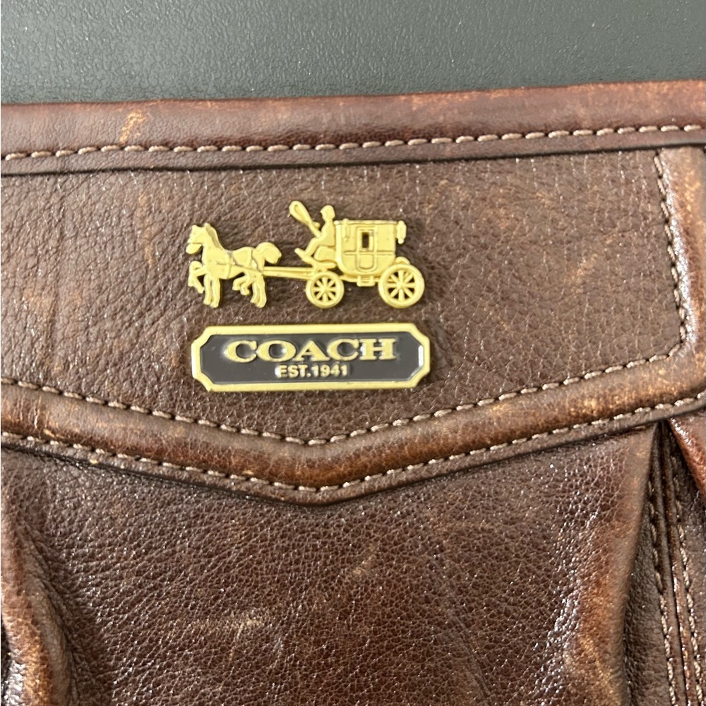 Coach Brown Leather Wristlet Clutch - Picture 4 of 5